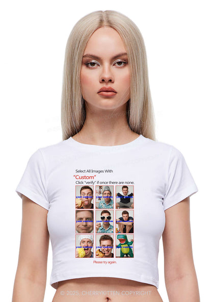 Custom Photo Verification Code Y2K Baby Tee Cherrykitten