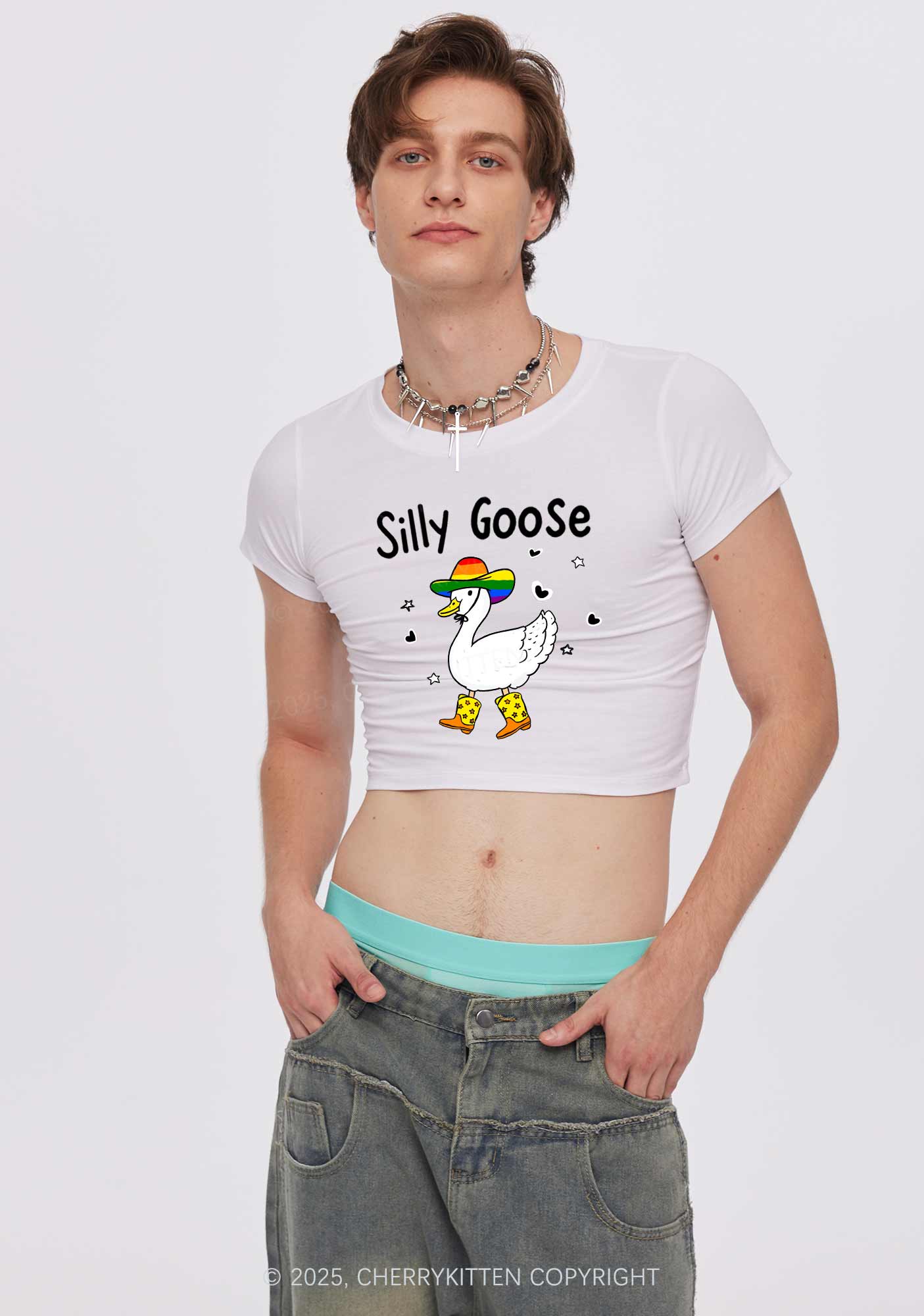 Silly Goose Pride Y2K Baby Tee Cherrykitten
