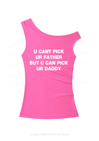 U Can Pick Ur Daddy Y2K Off Shoulder Tank Top Cherrykitten