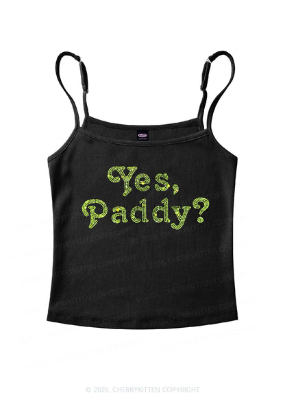 Rhinestone Yes Paddy St Patricks Y2K Spaghetti Strap Cami Cherrykitten