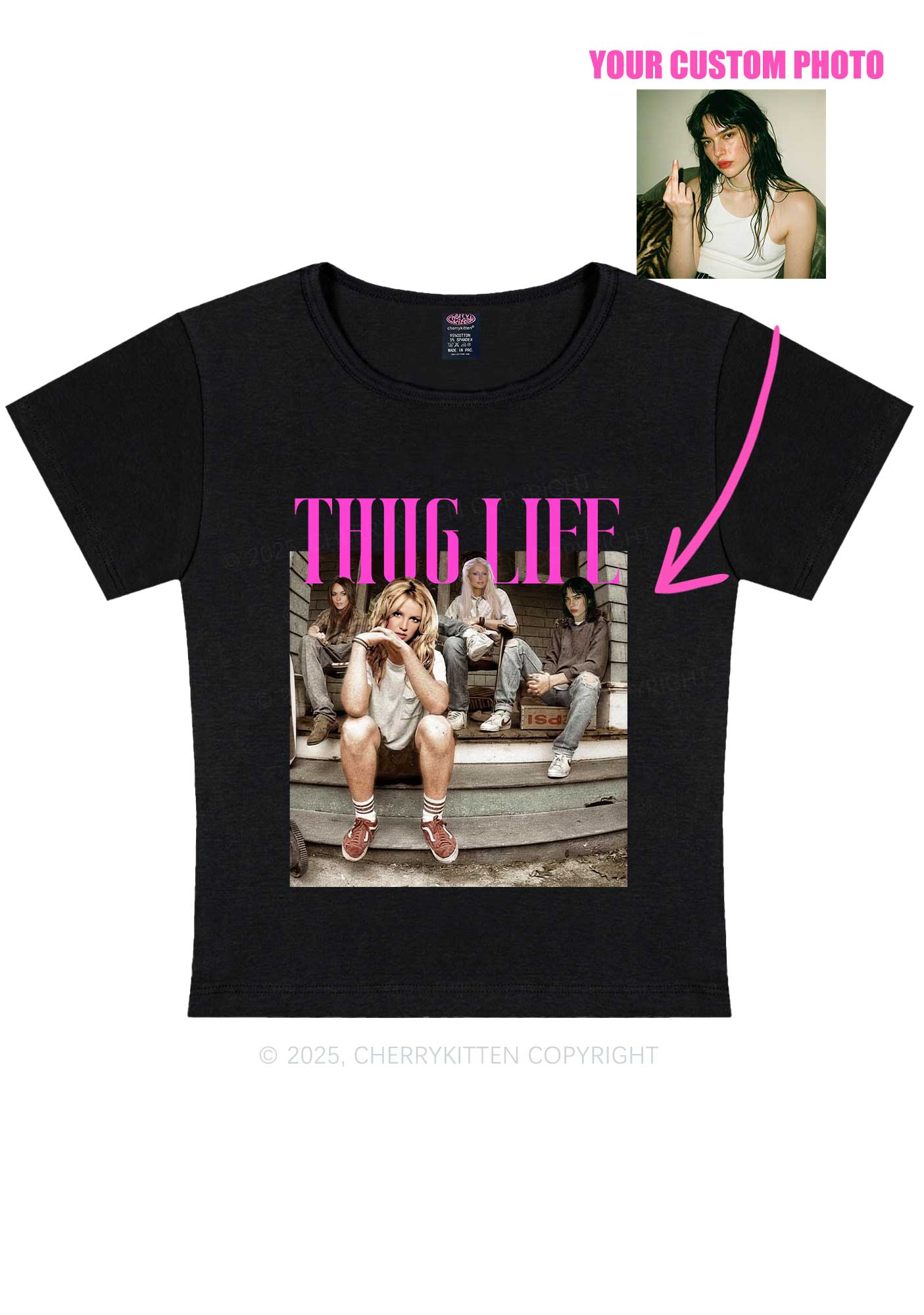 Custom Girls Thug Life Y2K Baby Tee Cherrykitten