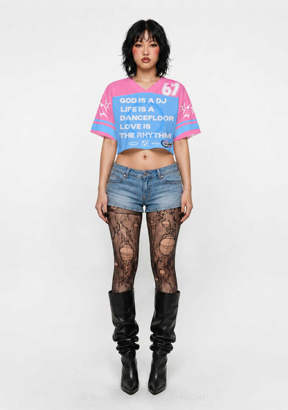 God Is A DJ Y2K Crop Sport Jersey Shirts Cherrykitten