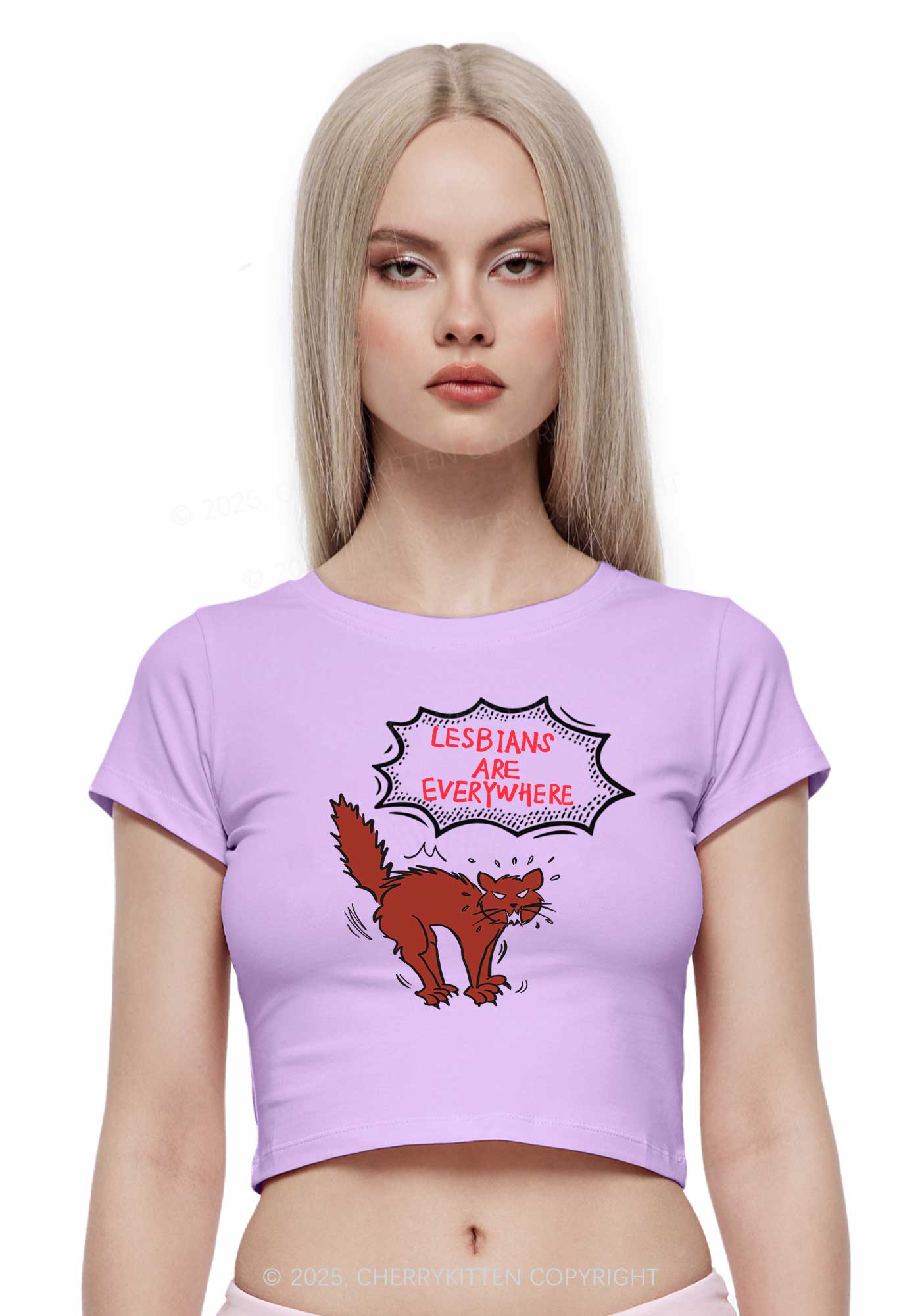 Lesbians Are Everywhere Y2K Baby Tee Cherrykitten