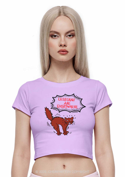 Lesbians Are Everywhere Y2K Baby Tee Cherrykitten