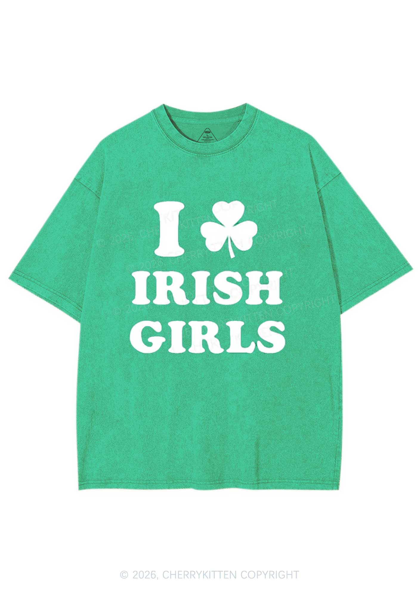 Irish Girls St Patricks Y2K Washed Tee Cherrykitten