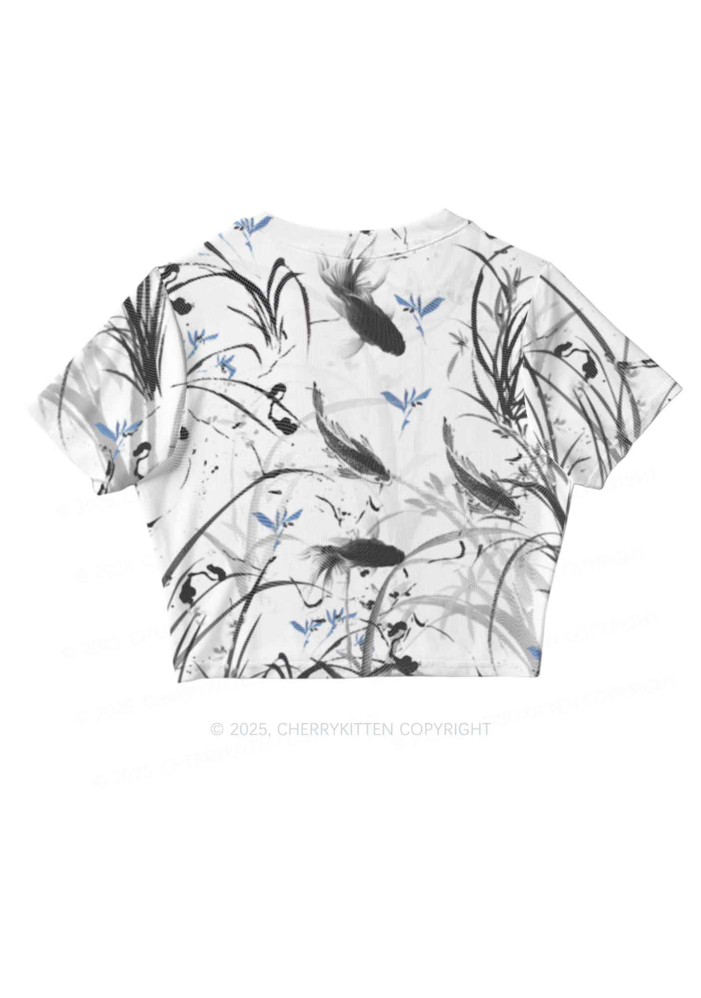 Ink Carp Y2K Mesh Crop Top Cherrykitten