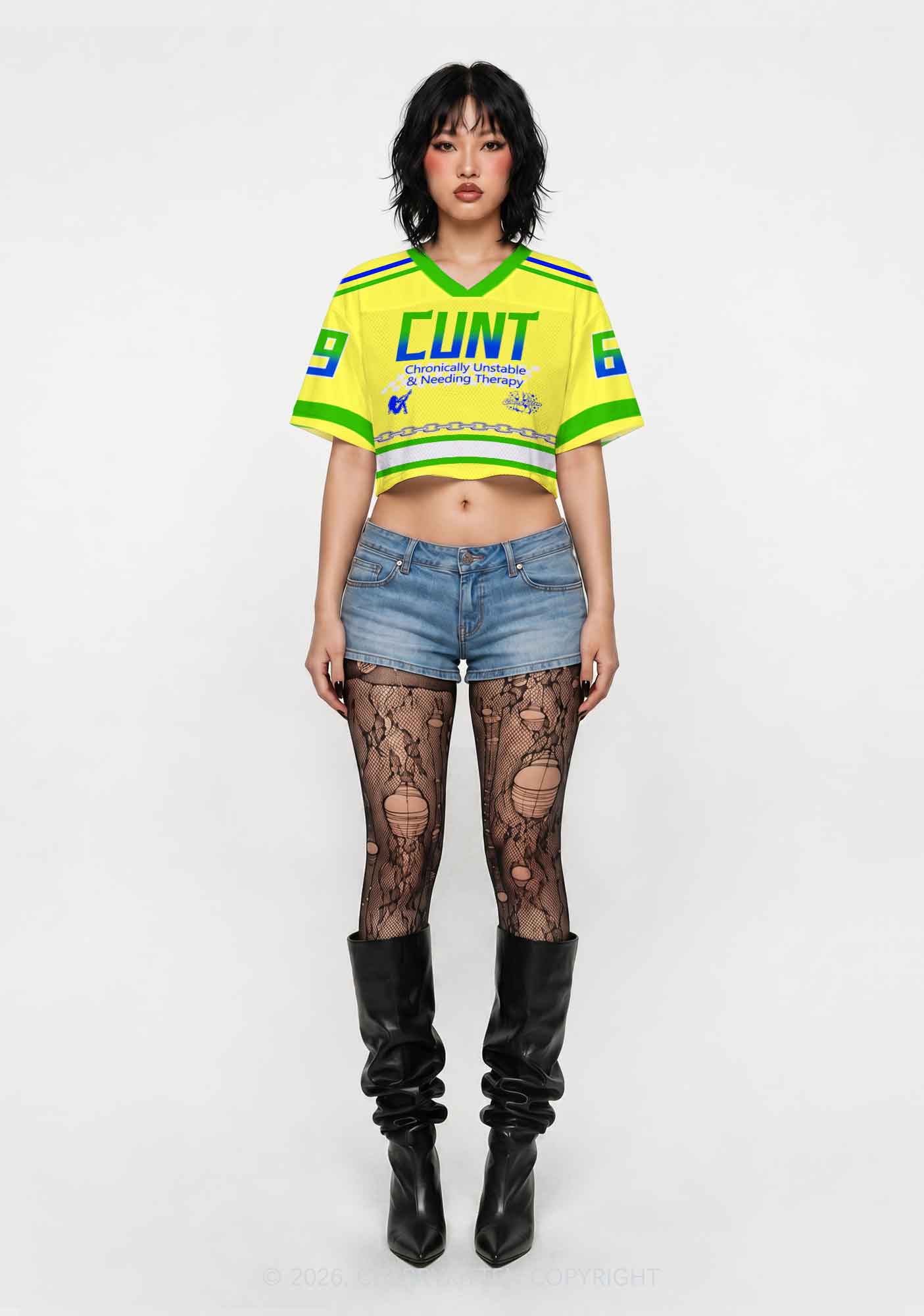 Cxxt Chronically Unstable Needing Therapy Y2K Crop Sport Jersey Shirts Cherrykitten