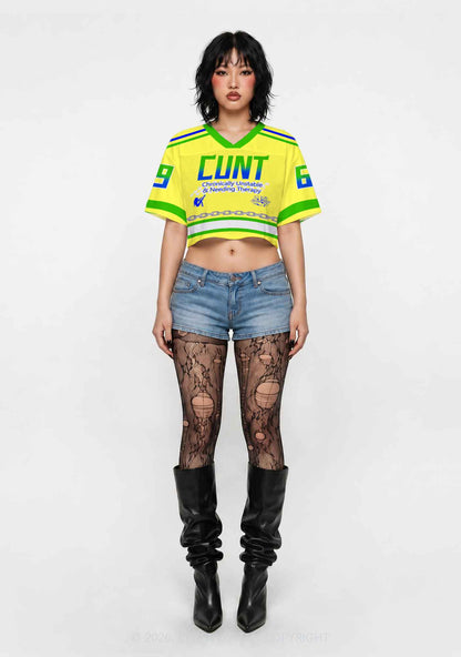 Cxxt Chronically Unstable Needing Therapy Y2K Crop Sport Jersey Shirts Cherrykitten