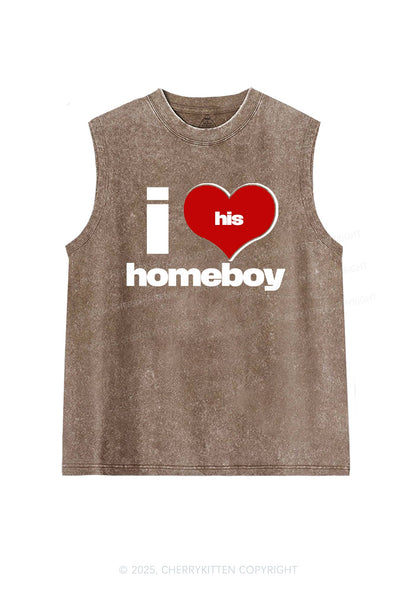 I Love His Homeboy Y2K Washed Muscle Tank Cherrykitten