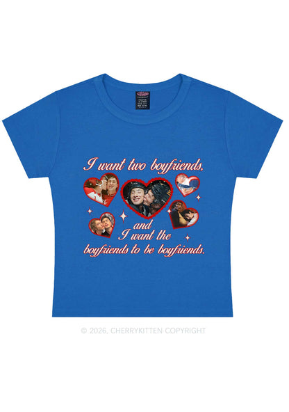 I Want Two Boyfriends HR Y2K Baby Tee Cherrykitten