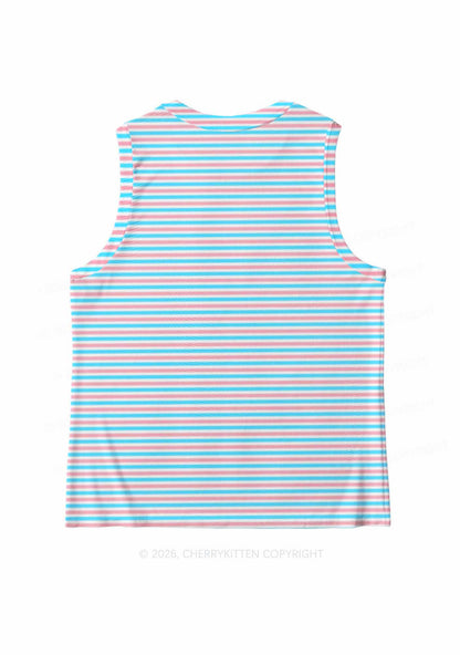 Trans Stripes Pride Y2K Mesh Muscle Tank Cherrykitten