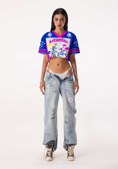 Heart Spotted Pony Y2K Crop Sport Jersey Shirts Cherrykitten