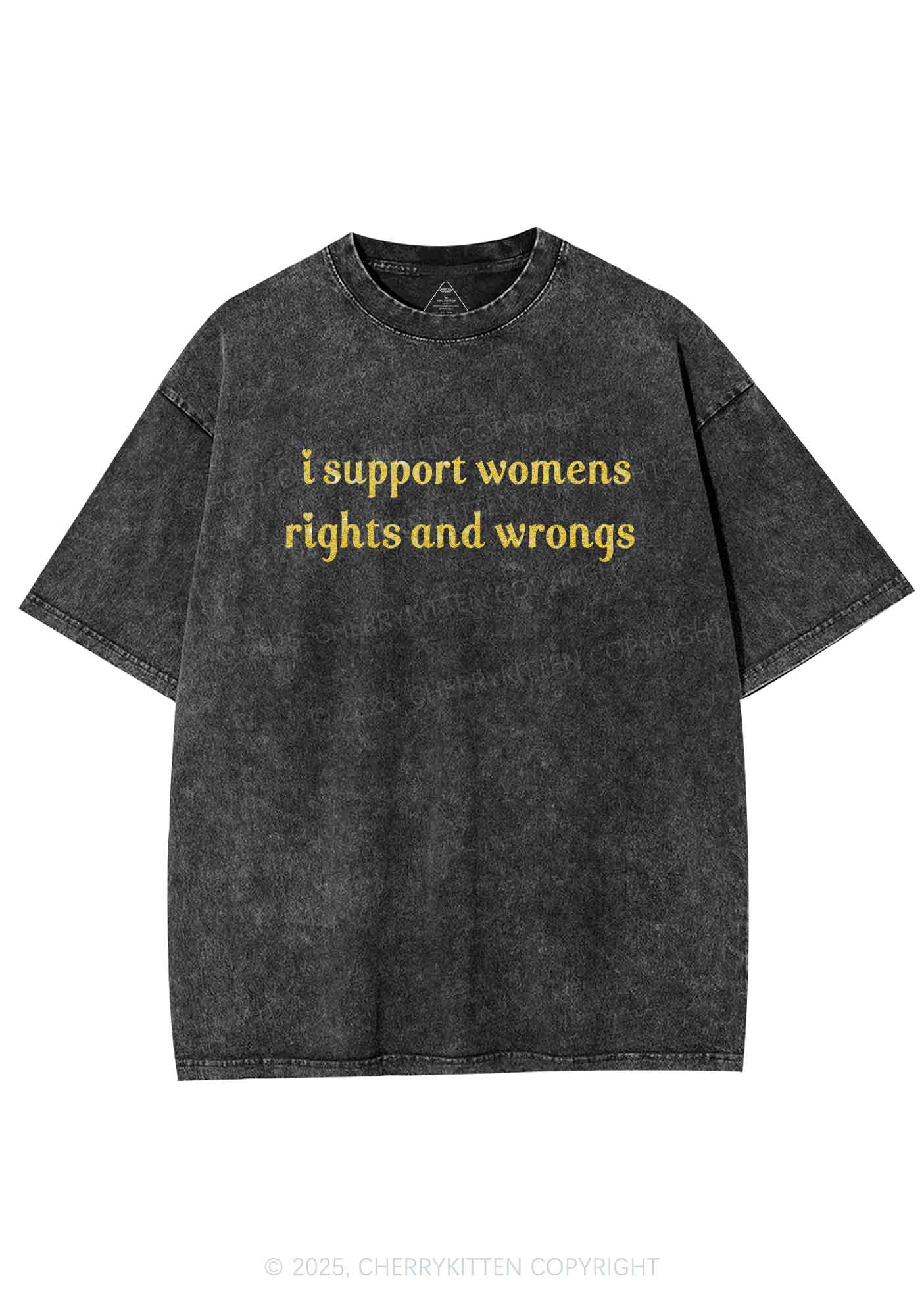 Glitter I Support Women Y2K Shirts Washed Tee Cherrykitten