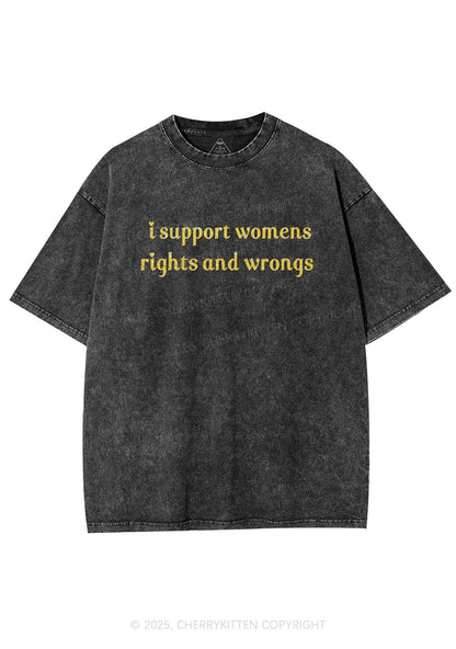 Glitter I Support Women Y2K Shirts Washed Tee Cherrykitten