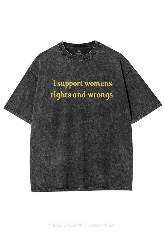 Glitter I Support Women Y2K Shirts Washed Tee Cherrykitten