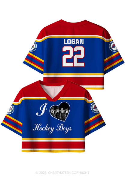 I Love Four Hockey Boys JL Y2K Crop Sport Jersey Shirts Cherrykitten
