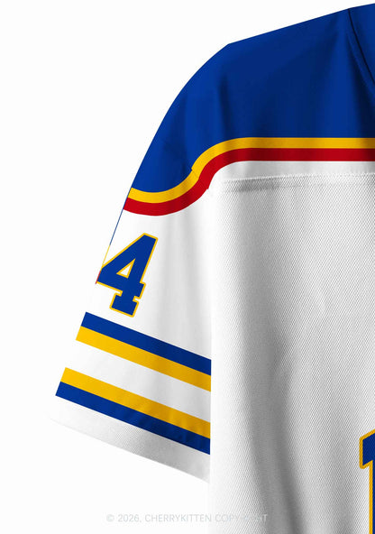 Retro White Hockey Team GG Y2K Crop Sport Jersey Shirts Cherrykitten