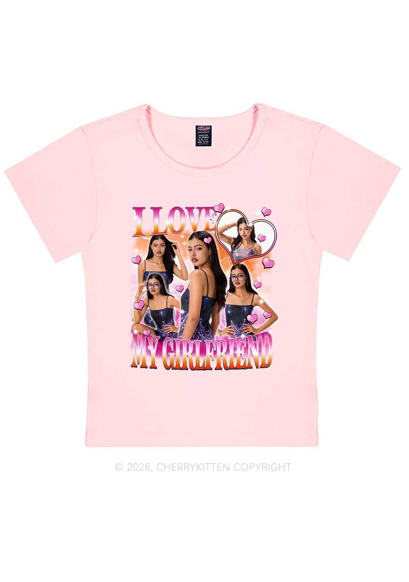 Custom I Love My Lesbian GF Pride Y2K Baby Tee Cherrykitten
