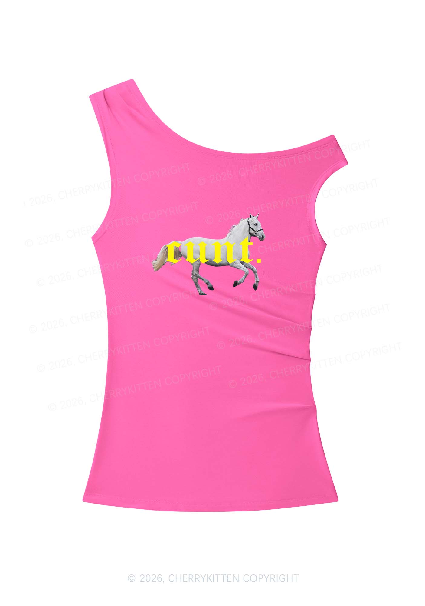 Cxxt Horse Y2K Off Shoulder Tank Top Cherrykitten