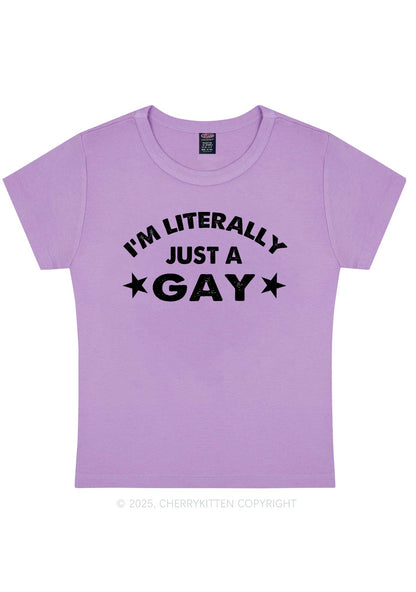 Literally Just A Gay Pride Y2K Baby Tee Cherrykitten