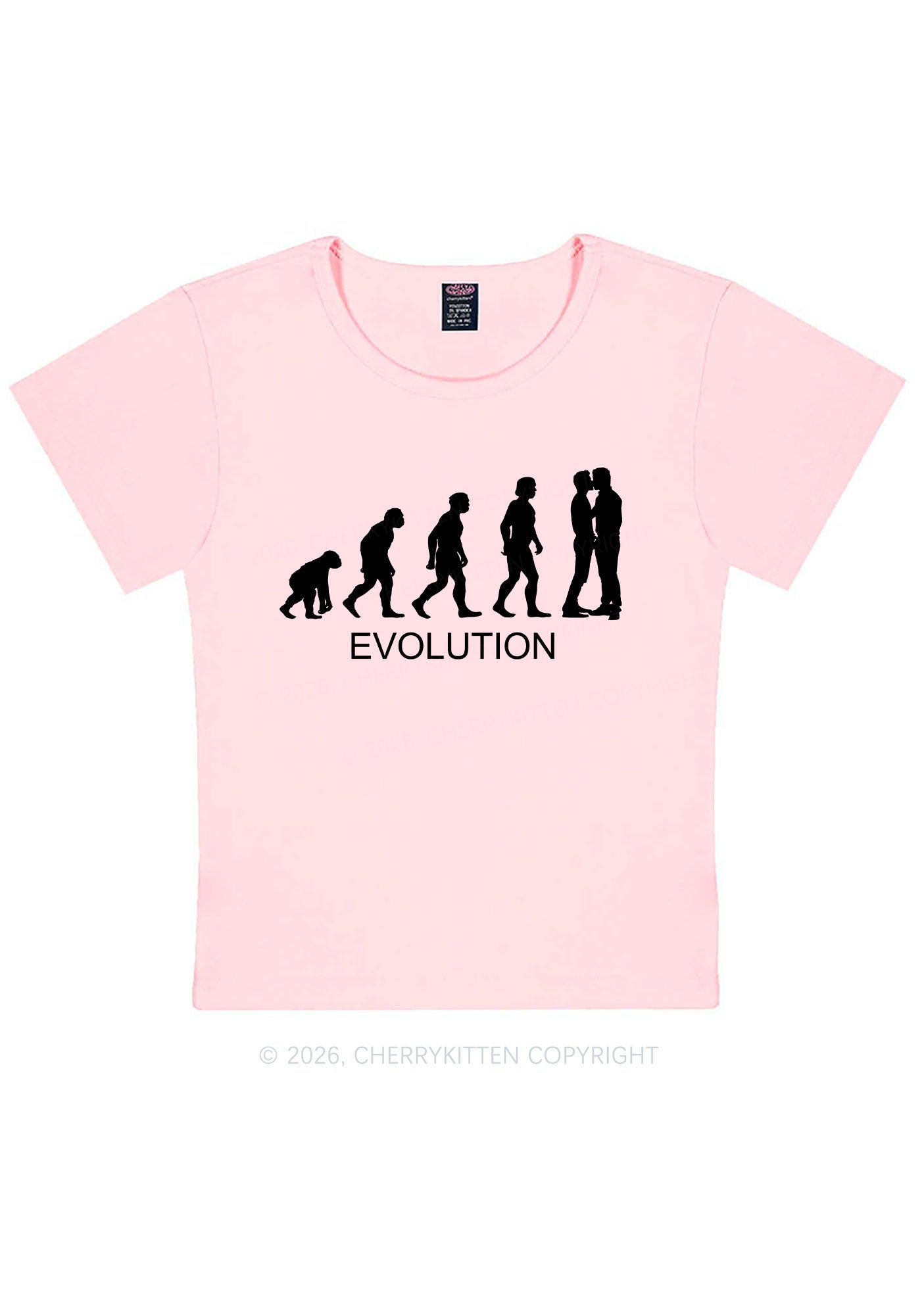 Gay Evolution Pride Y2K Baby Tee Cherrykitten