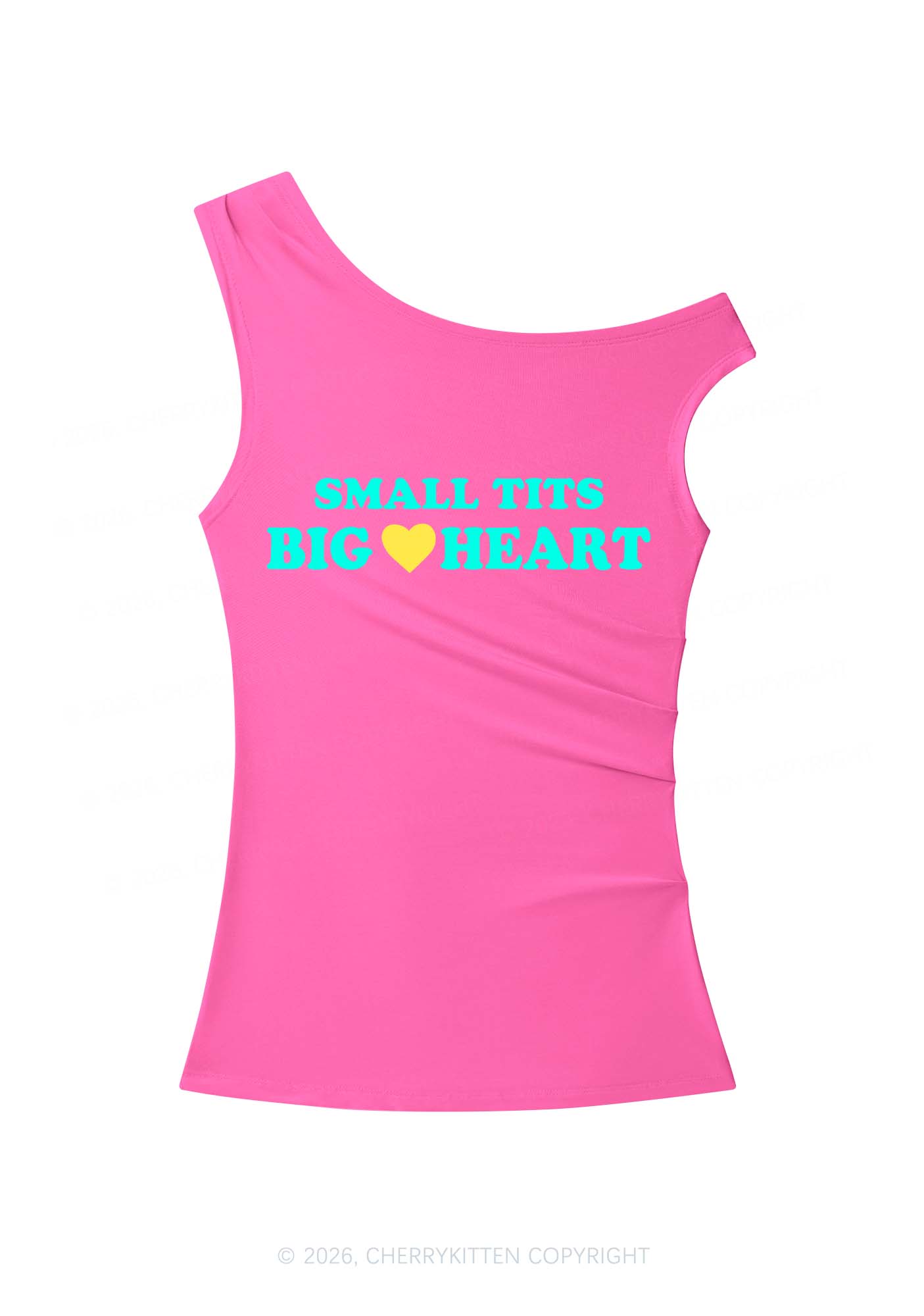 Small But Big Heart Y2K Off Shoulder Tank Top Cherrykitten