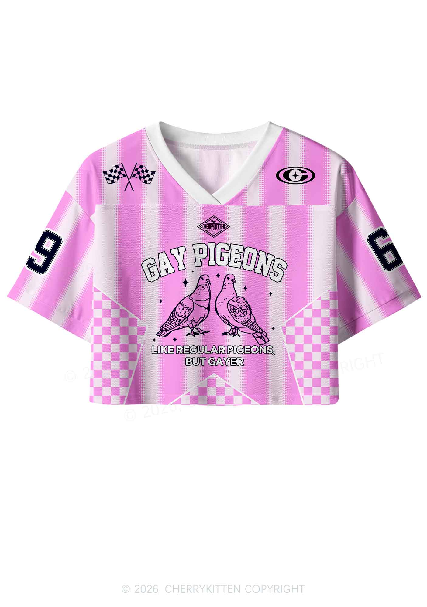 Gay Pigeons Pride Y2K Crop Sport Jersey Shirts Cherrykitten