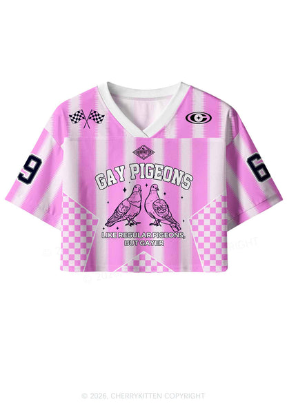 Gay Pigeons Pride Y2K Crop Sport Jersey Shirts Cherrykitten