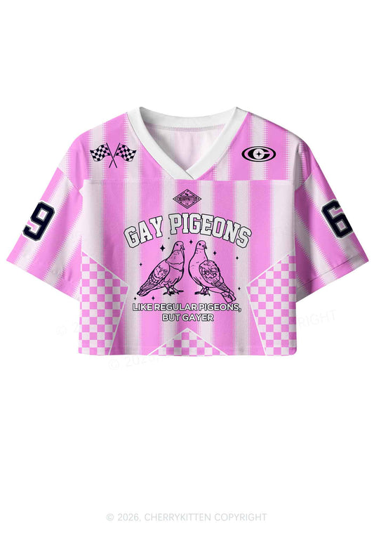 Gay Pigeons Pride Y2K Crop Sport Jersey Shirts Cherrykitten