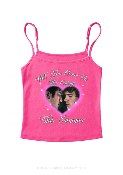 Come To My Cottage This Summer HR Y2K Spaghetti Strap Cami Cherrykitten