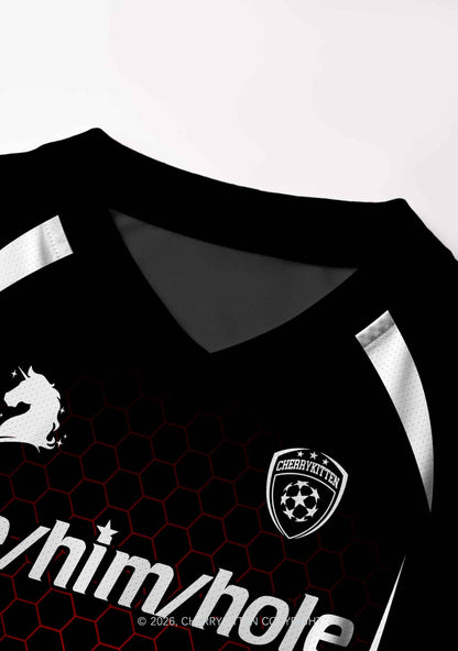 Black He Him Hole Pride Y2K Crop Football Jersey Shirts Cherrykitten