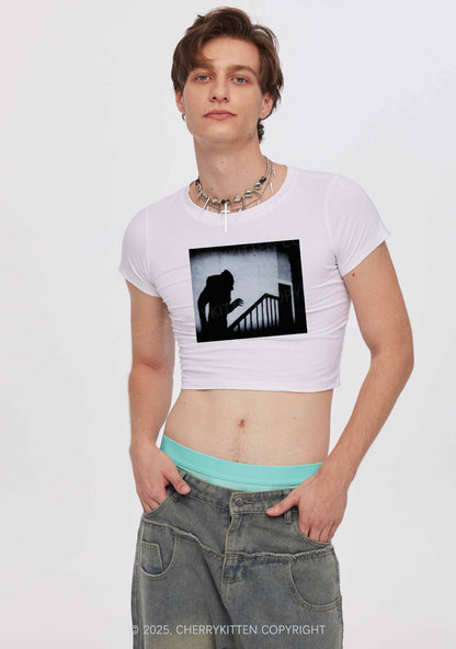 Halloween Stairs Intruder Y2K Baby Tee Cherrykitten