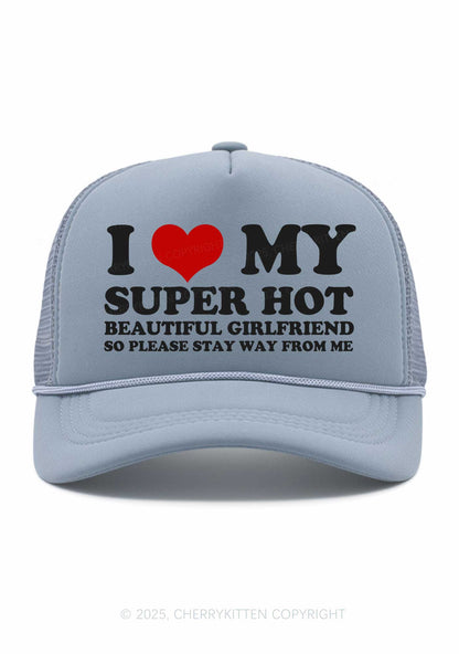 Love My Super Hot GF Valentine's Day Y2K Trucker Hat Cherrykitten