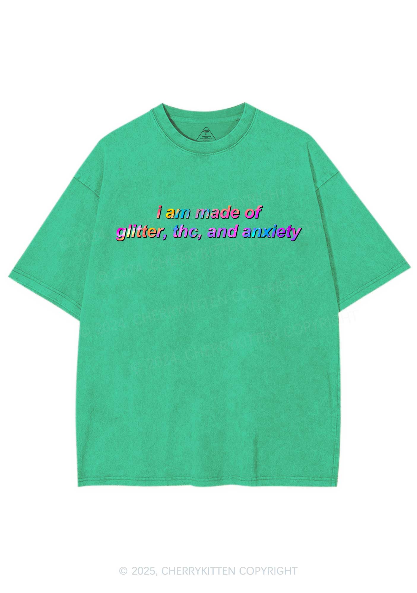 Made Of Glitter And Anxiety Y2K Shirts Washed Tee Cherrykitten