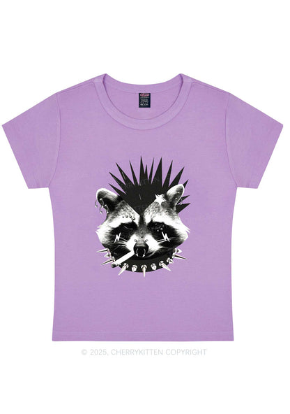 Punk Raccoon Y2K Baby Tee Cherrykitten