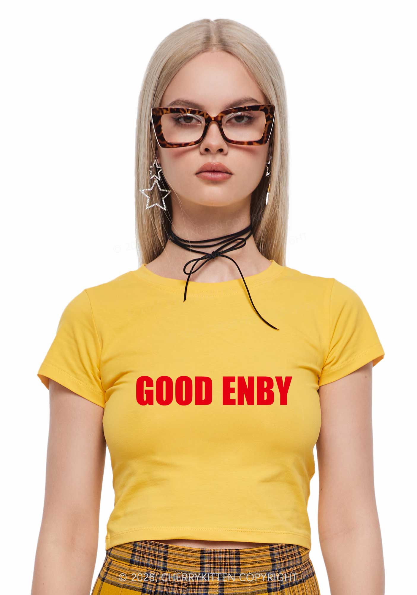 Good Enby Pride Y2K Baby Tee Cherrykitten