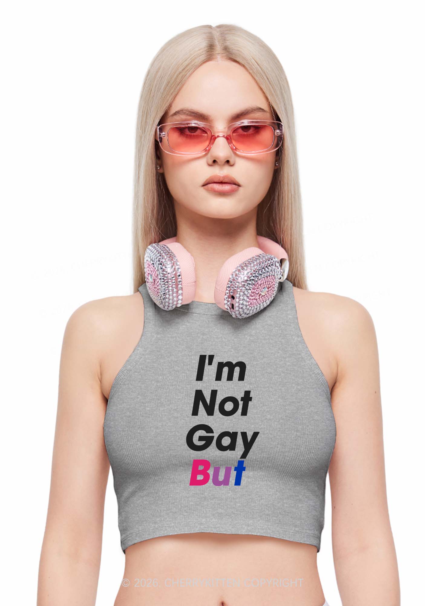 Im Not Gay But Pride Y2K Crop Tank Top Cherrykitten