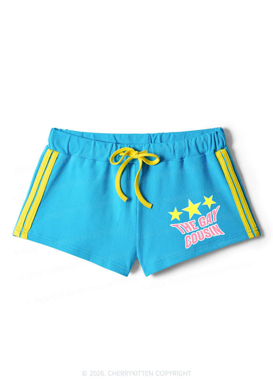 The Gay Cousin Pride Y2K Drawstring Mini Shorts Cherrykitten