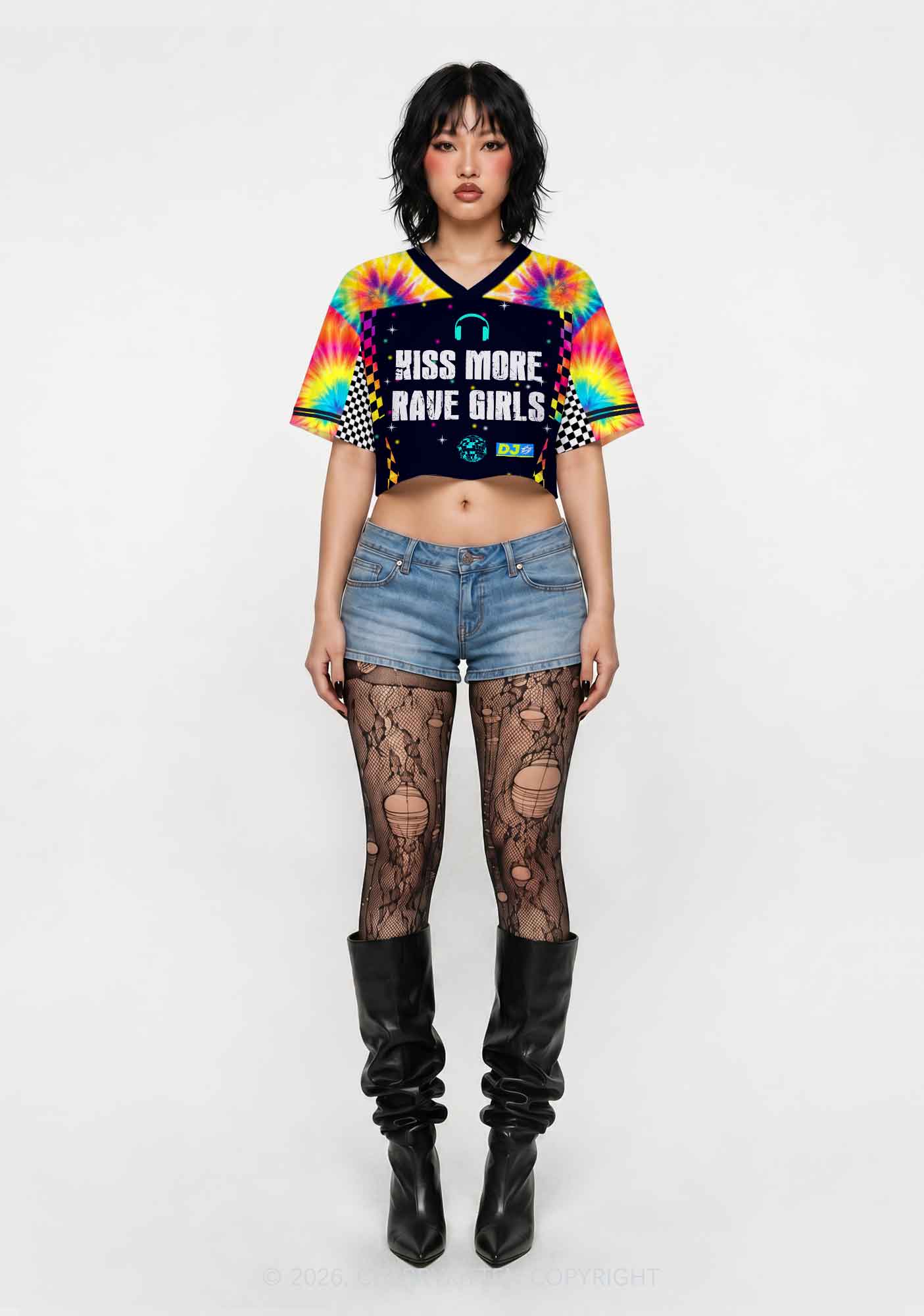 Kiss More Rave Girls Y2K Crop Sport Jersey Shirts Cherrykitten