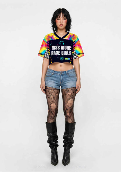 Kiss More Rave Girls Y2K Crop Sport Jersey Shirts Cherrykitten