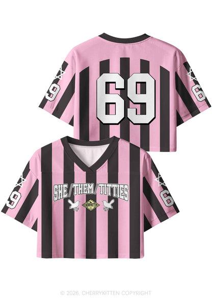 Pink Stripes She Them Txtties Pride Y2K Crop Sport Jersey Shirts Cherrykitten
