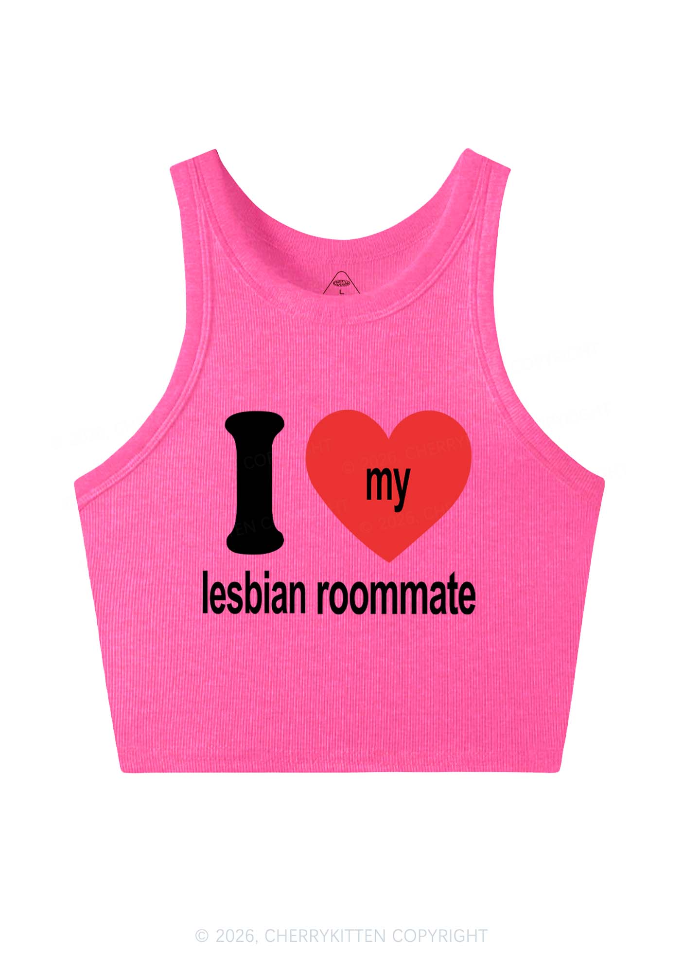 I Love My Lesbian Roommate Pride Y2K Crop Tank Top Cherrykitten