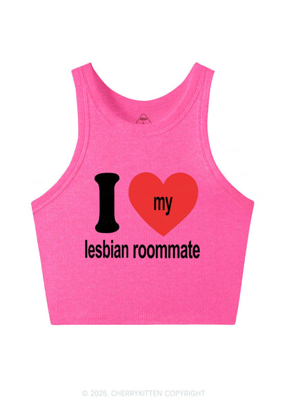 I Love My Lesbian Roommate Pride Y2K Crop Tank Top Cherrykitten