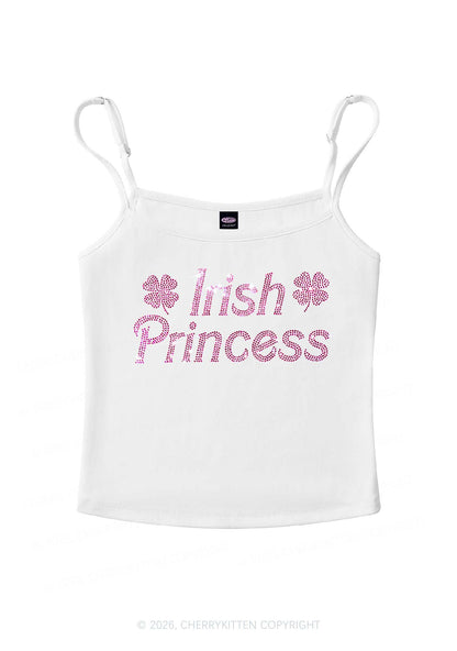 Rhinestone Irish Princess St Patricks Y2K Spaghetti Strap Cami Cherrykitten