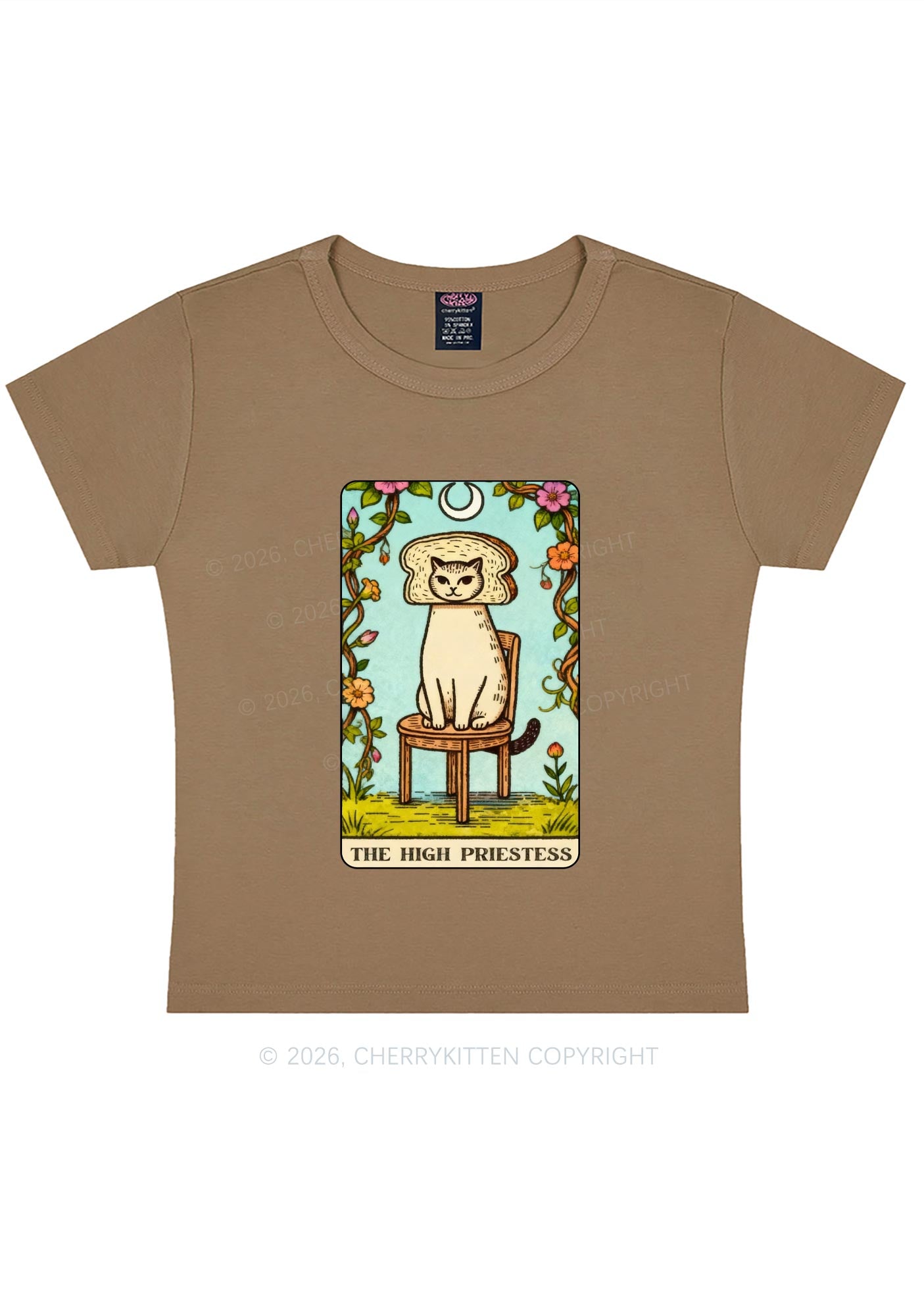 Breadhead Cat Y2K Baby Tee Cherrykitten