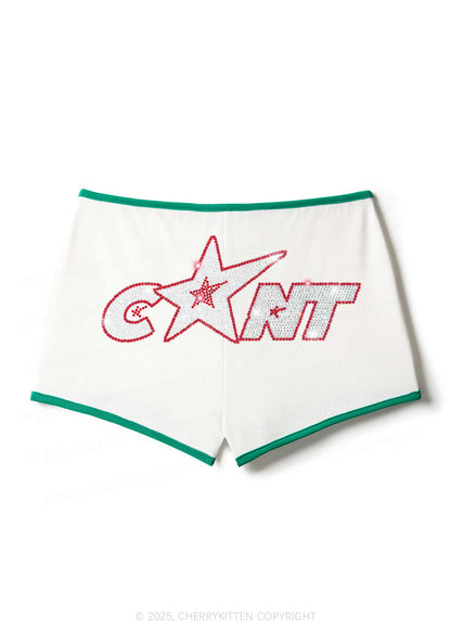Rhinestone Star Cxxt Y2K Booty Shorts Cherrykitten