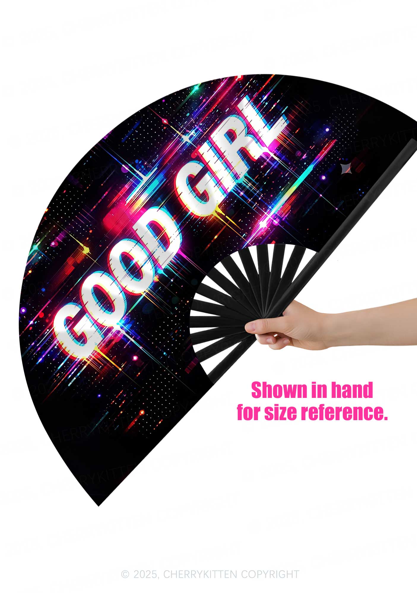 Good Girl Y2K Rave Hand Fan Cherrykitten