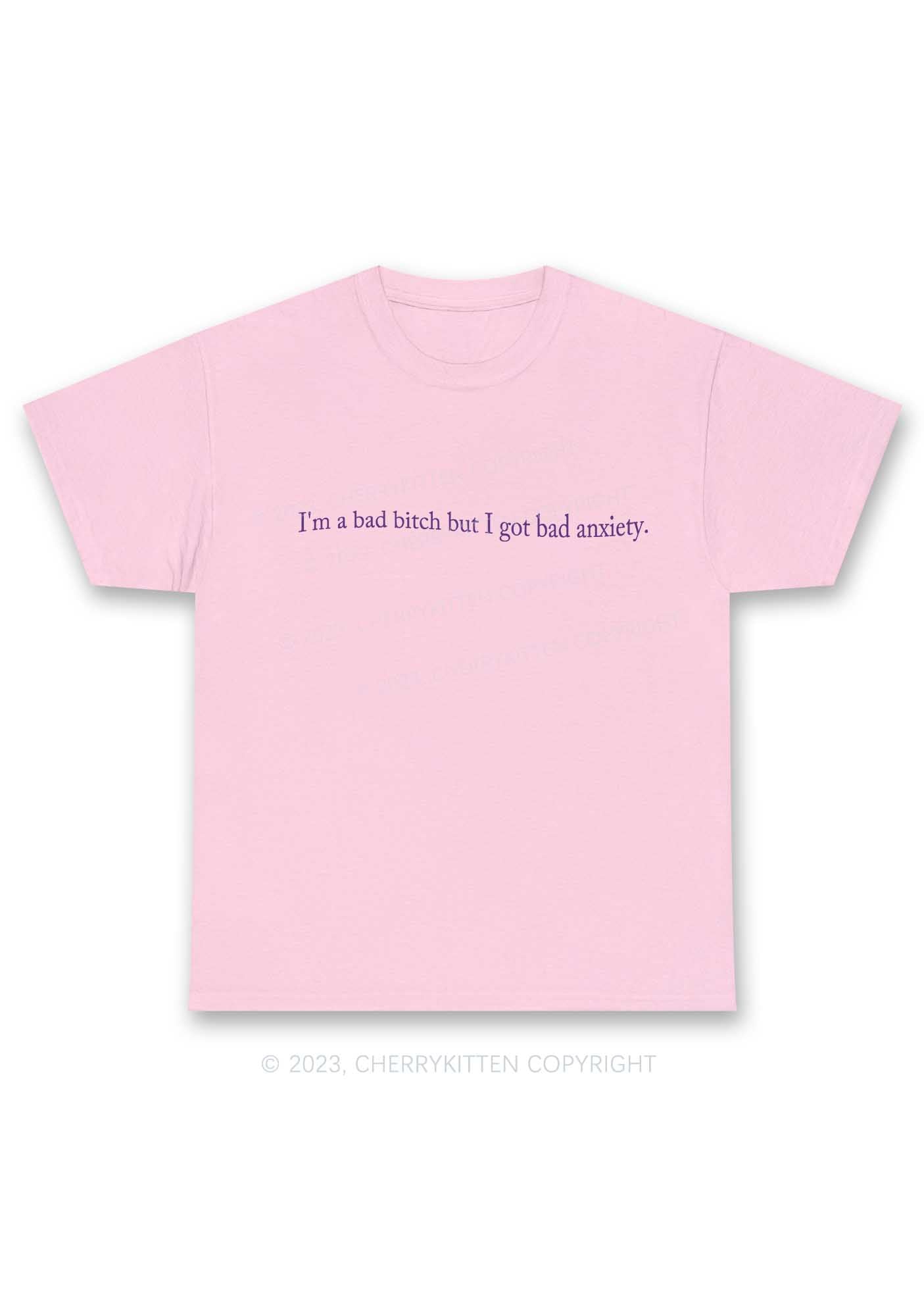 I'm A Bad Bxxch But I Got Bad Anxiety Y2K Chunky Shirt Cherrykitten