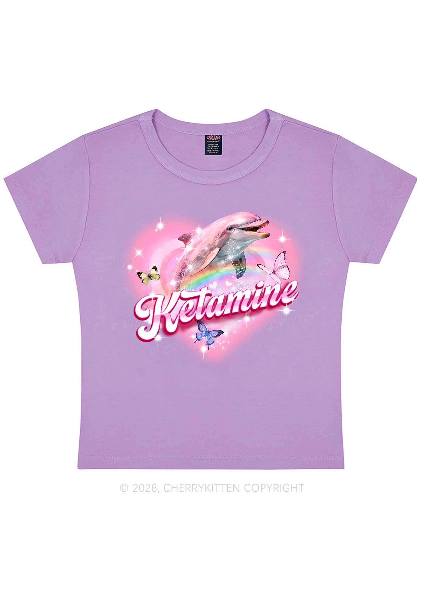 Pink K Dolphin Y2K Baby Tee Cherrykitten