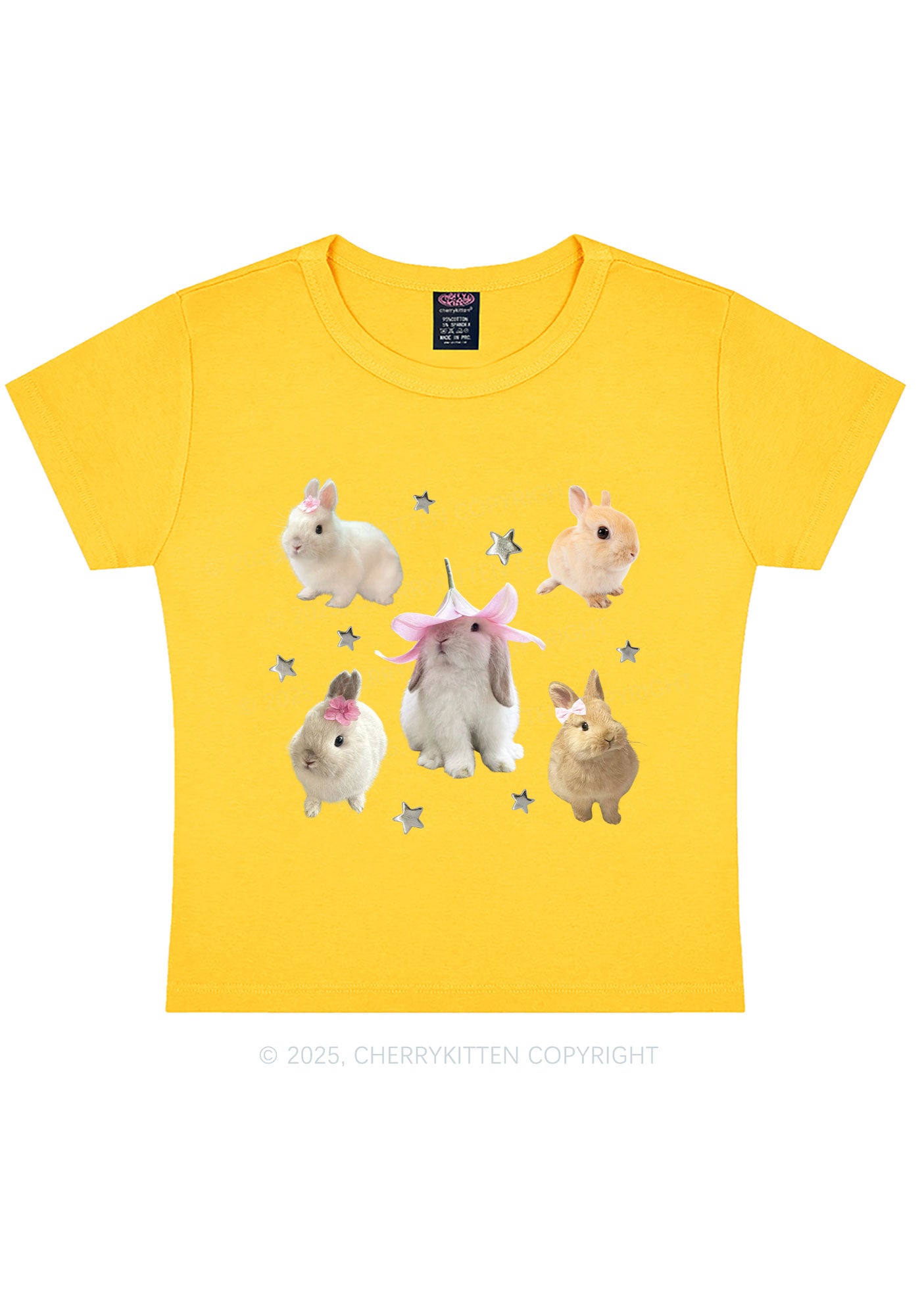 Lovely Rabbits Y2K Baby Tee Cherrykitten